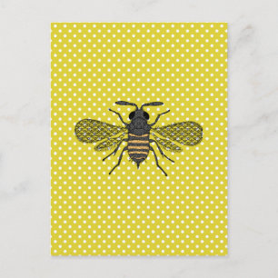 Carte Postale Décor cadeau Motif BEE Jaune Polkadot tendance Nou