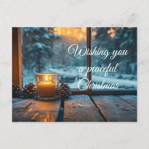 Carte Postale Décor de Noël d'hiver paisible dans la fenêtre