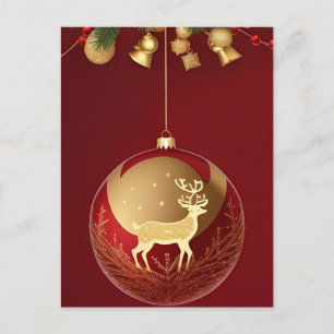 Carte Postale Décor de Noël doré élégant