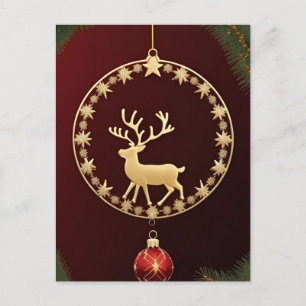 Carte Postale Décor de Noël doré élégant