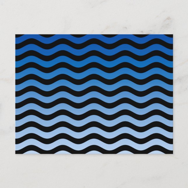 Carte Postale Décor de rayures ondulées teintes bleues (Devant)