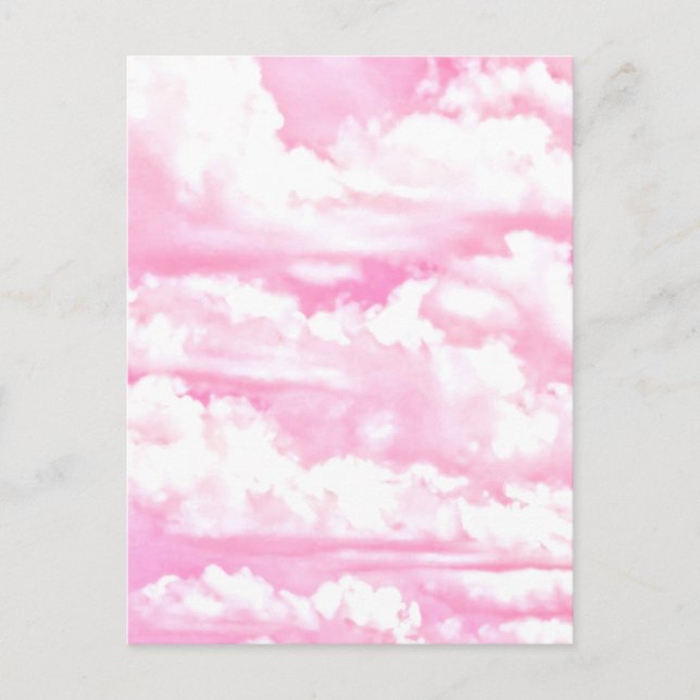 Carte Postale Décor Fuchsia Rose Joyeux Nuages (Devant)