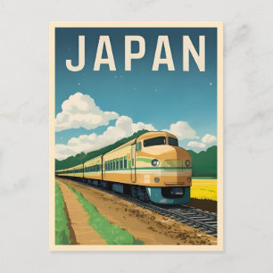 Carte Postale Décor graphique du train japonais Vintage voyage