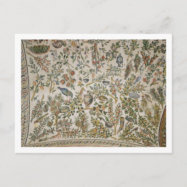 Carte Postale Décor plafond avec fleurs et oiseaux (mosaïque) (Devant)