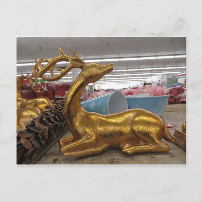 Carte Postale Décoration de cerfs d'or (Devant)