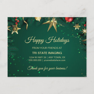 Carte Postale Décoration de fêtes dorée verte Appréciation de la
