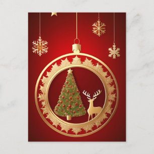Carte Postale Décoration de Noël élégante en or