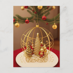 Carte Postale Décoration de Noël élégante en or