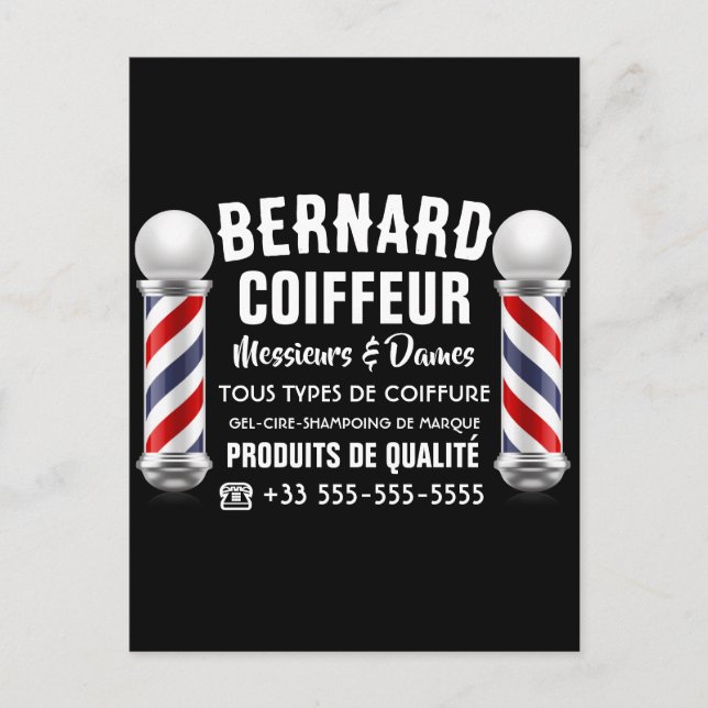 Carte Postale Décoration de salon de coiffure (Devant)