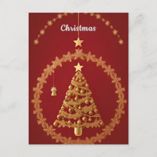 Carte Postale Décoration élégante de sapin de Noël en or