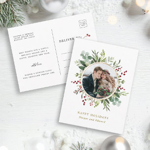 Carte Postale Décoration végétale botanique Noël Or Photo Fêtes