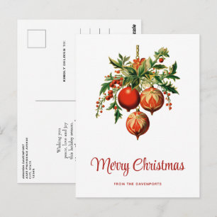 Carte Postale Décorations d'arbre de Noël Cool rétros