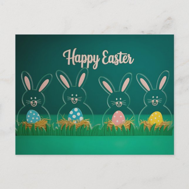 Carte Postale Décorations de lapin de Pâques en acrylique modern (Devant)