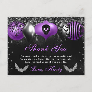 Carte Postale Décorations Halloween Sweet Sixteen Merci