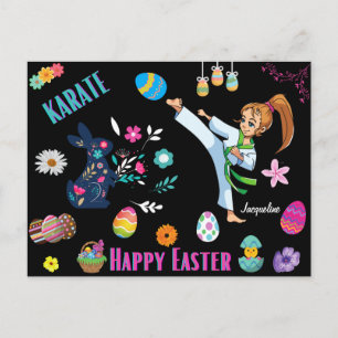 Carte postale décorative Filles Karaté Joyeuses Pâ