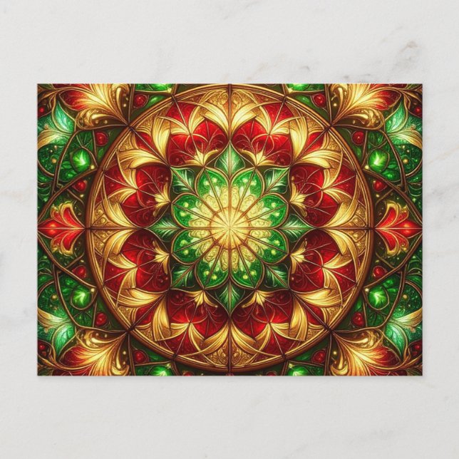 Carte Postale Decorative Red Green Christmas Holiday Postcard (Devant)