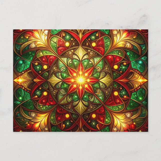 Carte Postale Decorative Red Green Christmas Holiday Postcard (Devant)