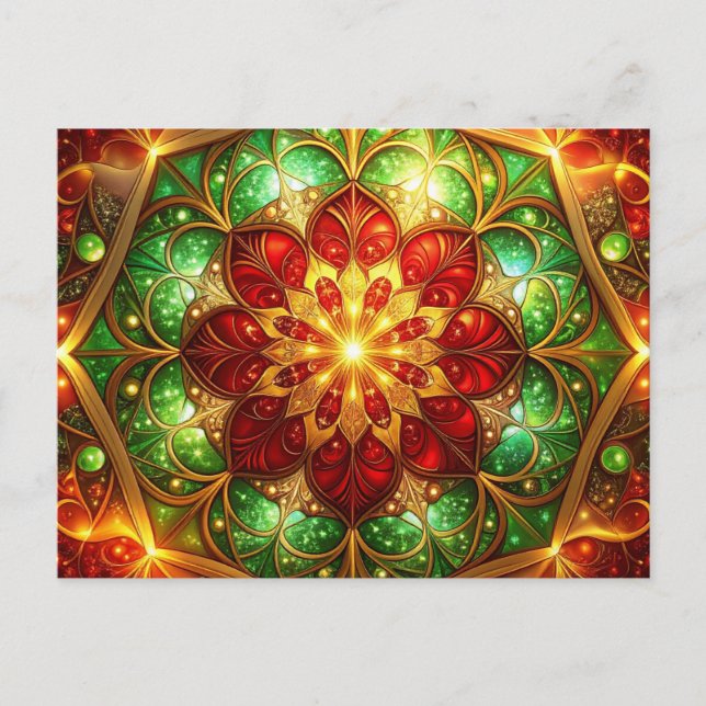 Carte Postale Decorative Red Green Christmas Holiday Postcard (Devant)