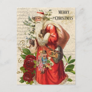 Carte Postale Découpage d'antiquité vintage du Père Noël victori