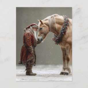Carte Postale Découpe de Père Noël et moment spécial avec un che