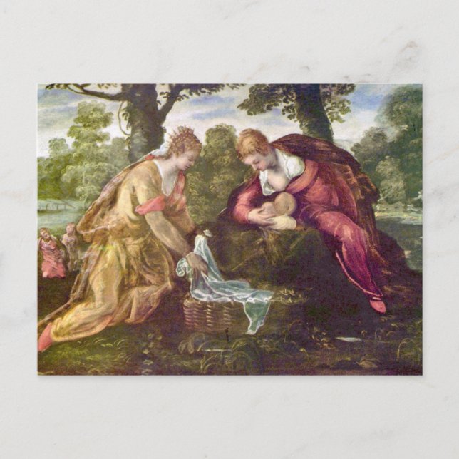 Carte Postale Découverte de Moïse par Tintoretto (Devant)