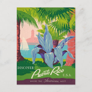 Carte Postale Découvrez Porto Rico Vintage voyage Art