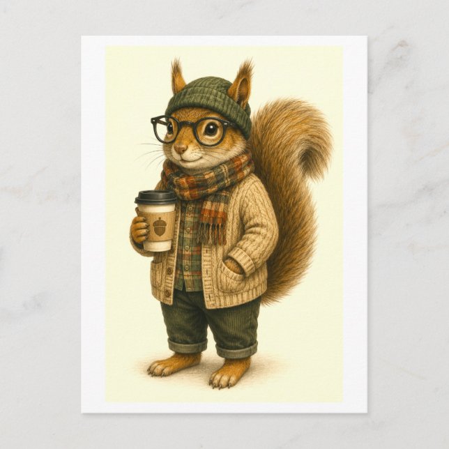 Carte postale d'écureuil hipster (Devant)