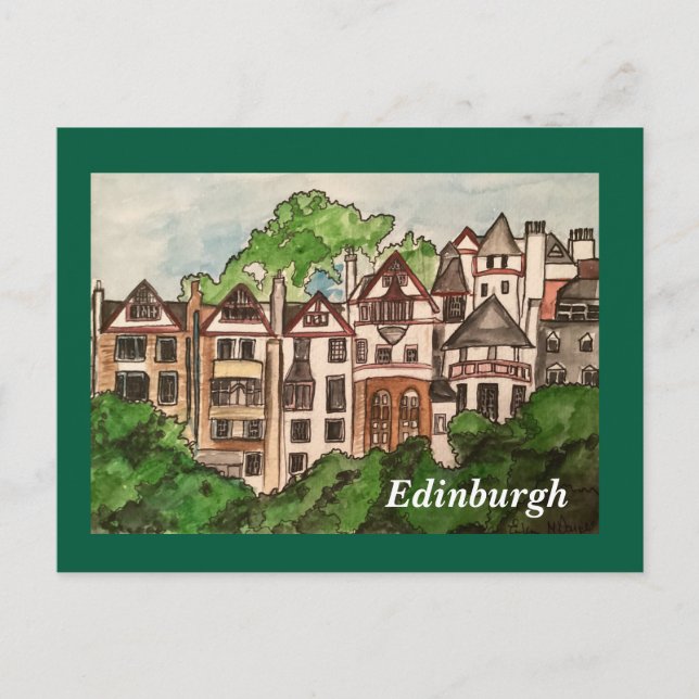 Carte postale d'Édimbourg ( Maisons à côté du chât (Devant)
