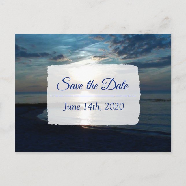 Carte Postale Deep Blue Ocean Sunset Enregistrer la date (Devant)