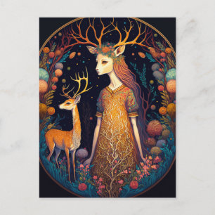 Carte postale Deer Lady Imaginaire Art