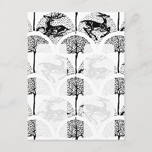 Carte Postale Deer médiéval et arbres, souvenir 2xbookmarks post (Devant)