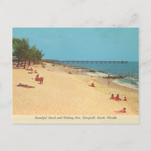 Carte Postale Deerfield Beach, Floride scène de plage vintage