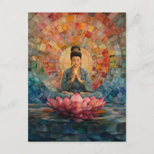 Carte Postale Déesse bouddhiste Guanyin Rainbow Portrait Art