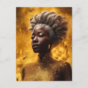 Carte Postale Déesse des abeilles de miel habillée en or