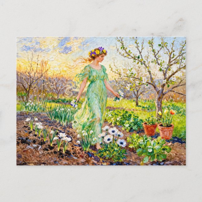 Carte Postale Déesse grecque Chloris Jardin de printemps (Devant)