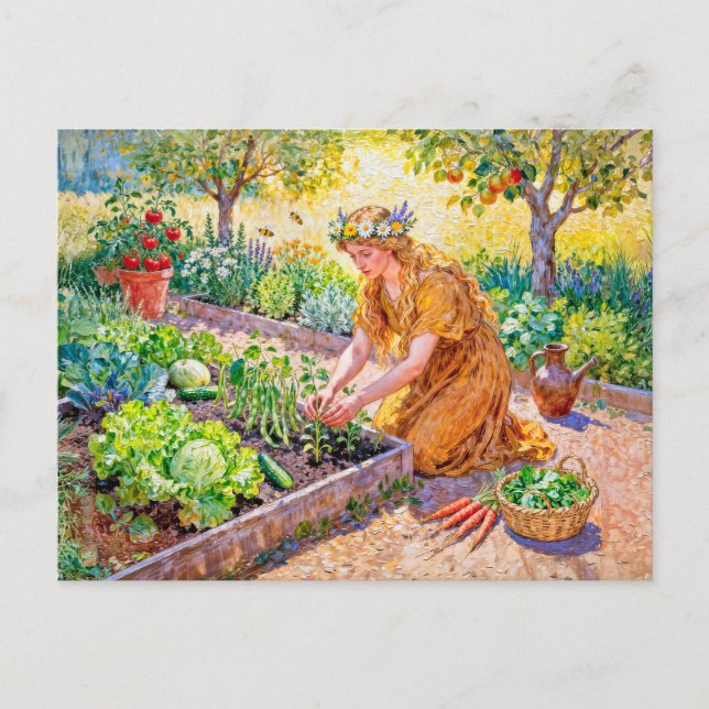 Carte Postale Déesse grecque Déméter Récolte Jardin (Devant)