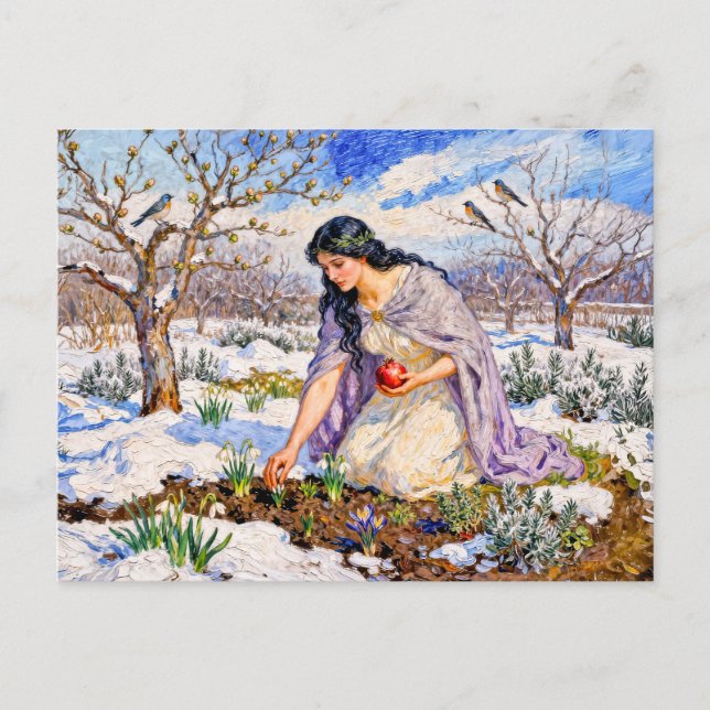 Carte Postale Déesse grecque Perséphone début de printemps (Devant)
