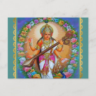 Carte Postale Déesse Saraswati Déesse hindoue