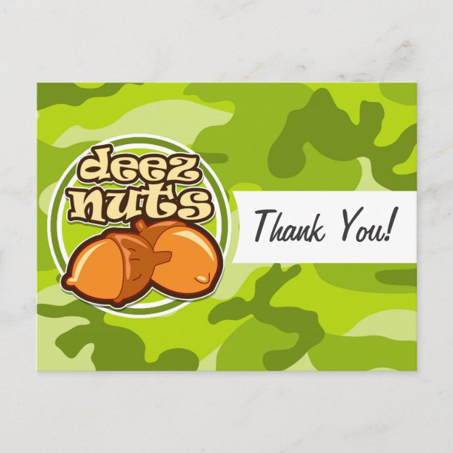 Carte Postale Deez Nuts; camo vert vif, camouflage (Devant)