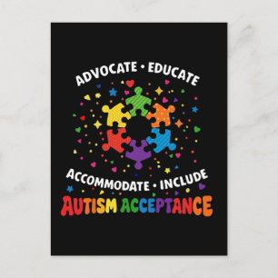 Carte Postale Défenseur de l'acceptation de l'autisme Éduquer Pu