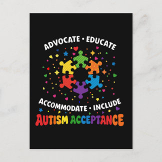 Carte Postale Défenseur de l'acceptation de l'autisme Éduquer Pu