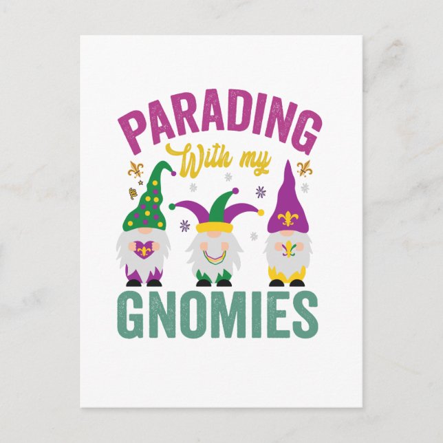 Carte Postale Défilant avec mes Gnomies drôles de Gnomes de Mard (Devant)