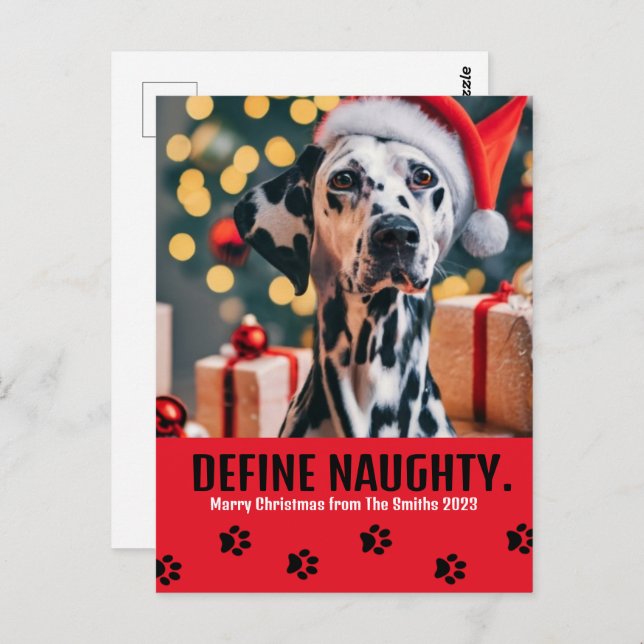 Carte Postale Définir Naughty Pet Photo Christmas Red Holiday (Devant / Derrière)