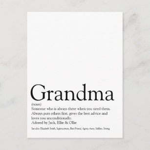 Carte Postale Définition de grand-mère, grand-mère et meilleure 