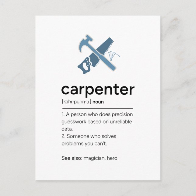 Carte Postale Définition de menuisier avec outils (Devant)