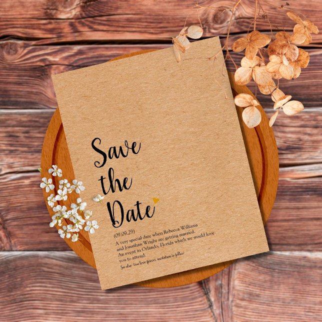 Carte Postale Définition de Save the Date en écriture Rustic Gol (Créateur téléchargé)