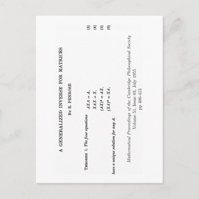 Carte Postale Définitions de Moore-Penrose (Devant)