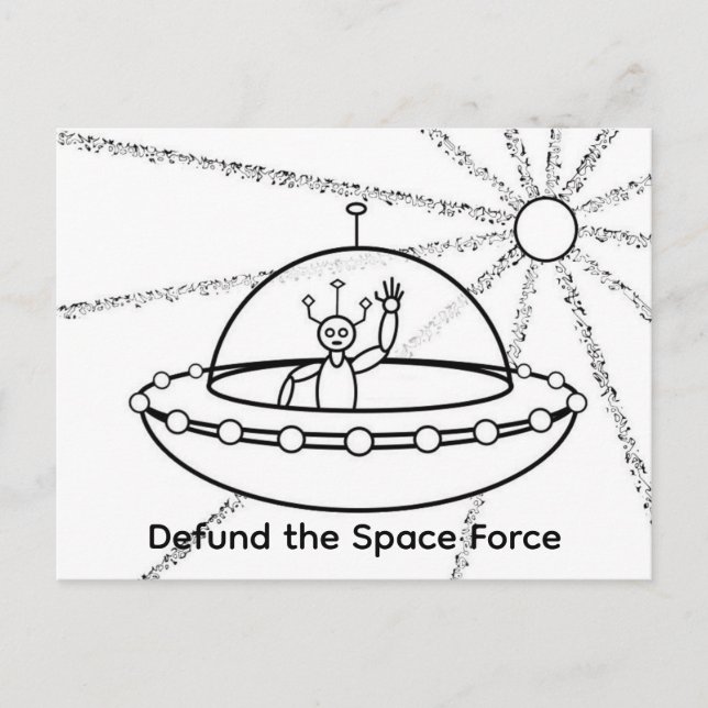 Carte Postale Défondre la Force spatiale - UFO - Aliens amicaux (Devant)