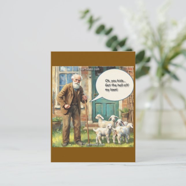 Carte Postale Dégage de ma pelouse – Édition chèvre (Debout devant)