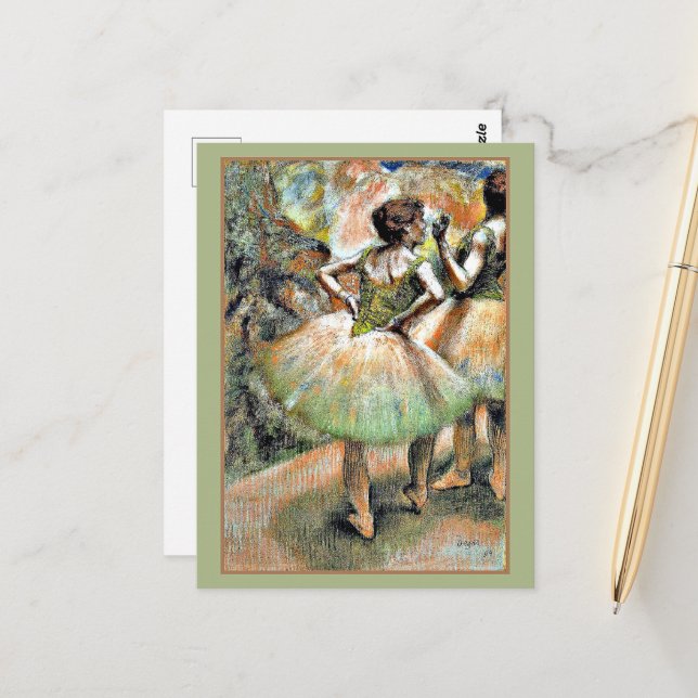 Carte Postale Degas - Danseurs rose et vert (Devant/Arrière en situation)